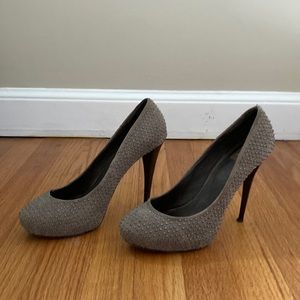 Taupe heels with rhinestone detail